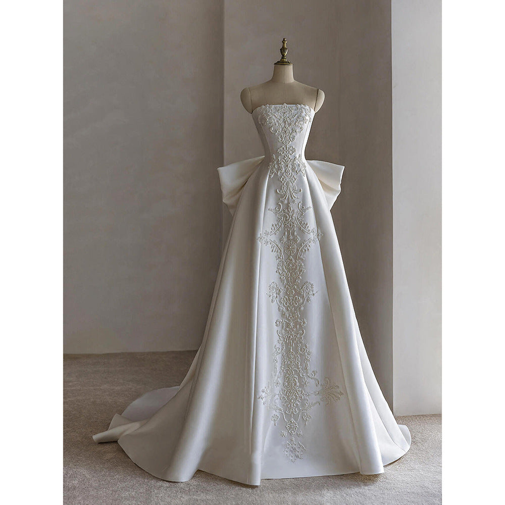 Dreamy Bridal French Strapless Satin Wedding Dress