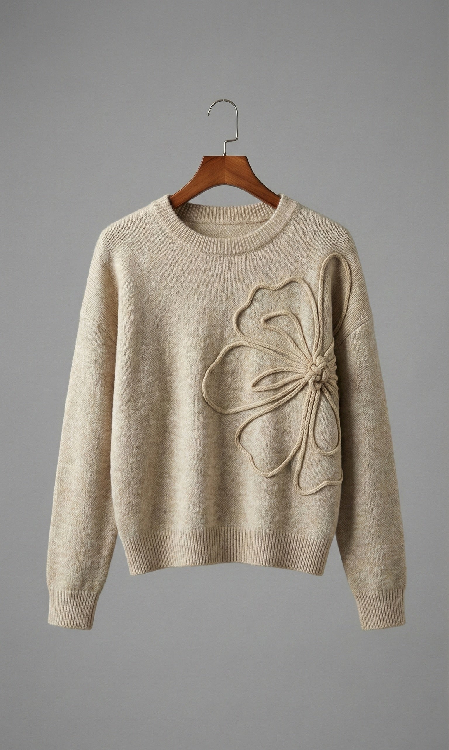 Floral Pattern Knitted Sweater
