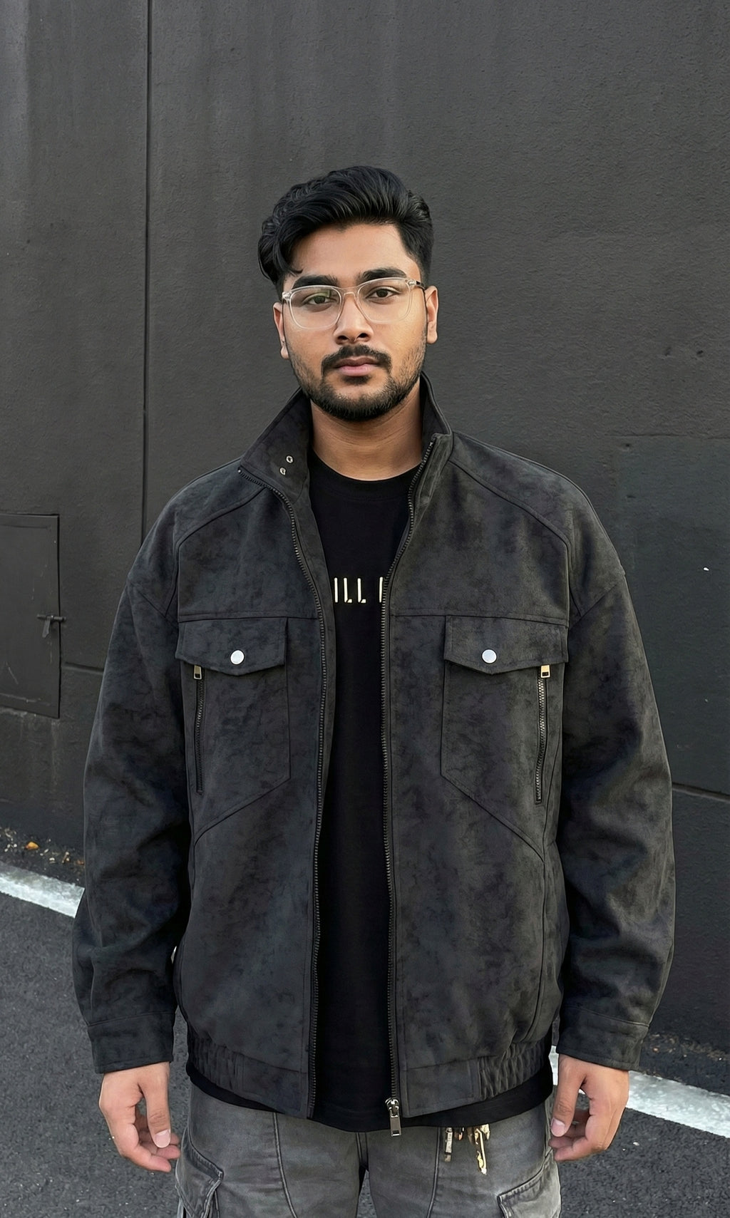 Premium PU Leather Jacket Stand Collar Workwear Style