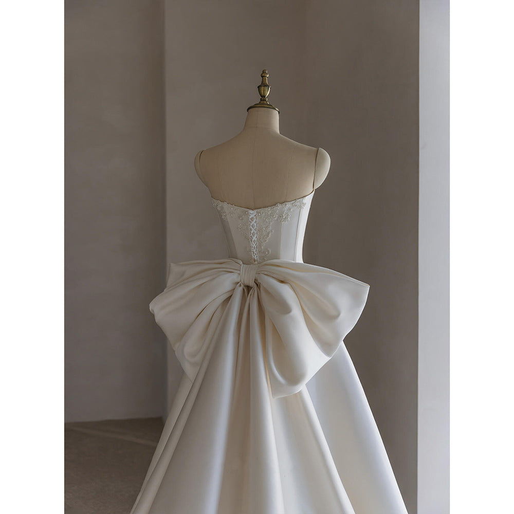 Dreamy Bridal French Strapless Satin Wedding Dress